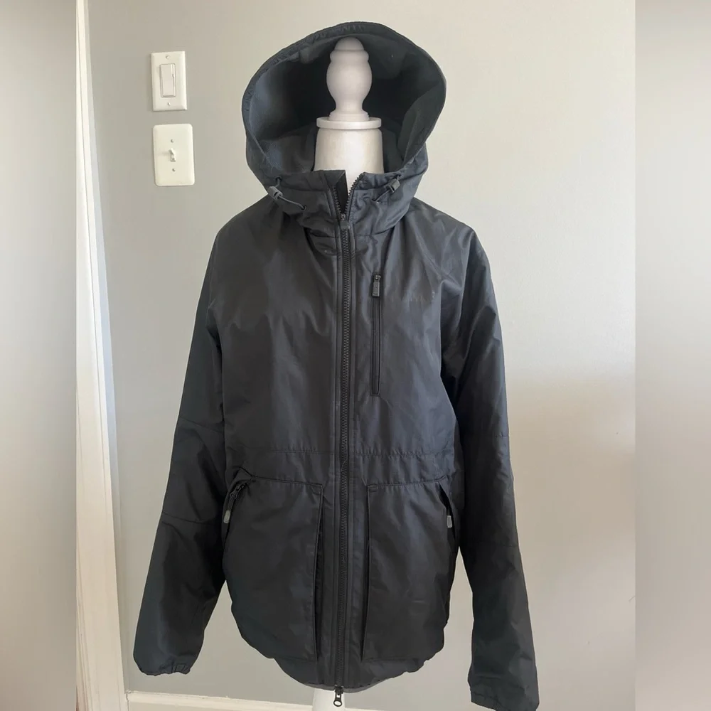 VINTAGE Nike blue label RARE hooded black zipup jacket w/fleece inside 1980s Med